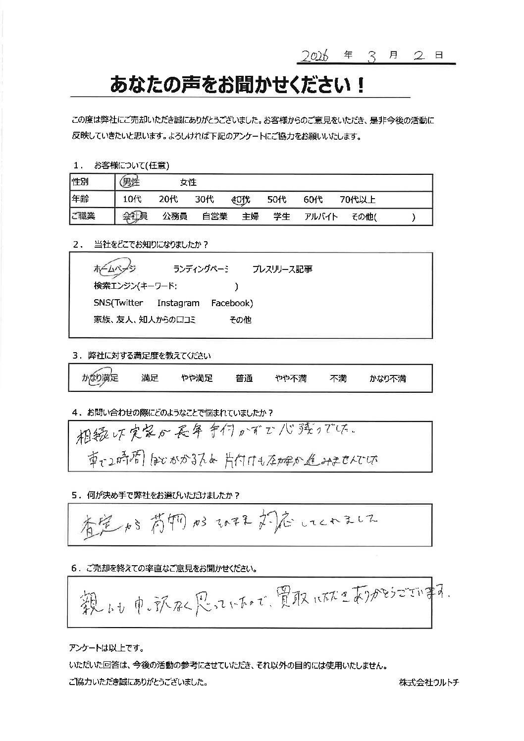 【四街道市の管理不全空き家】「手付かずの実家が片付き安心しました」空き家に関するお客様の声