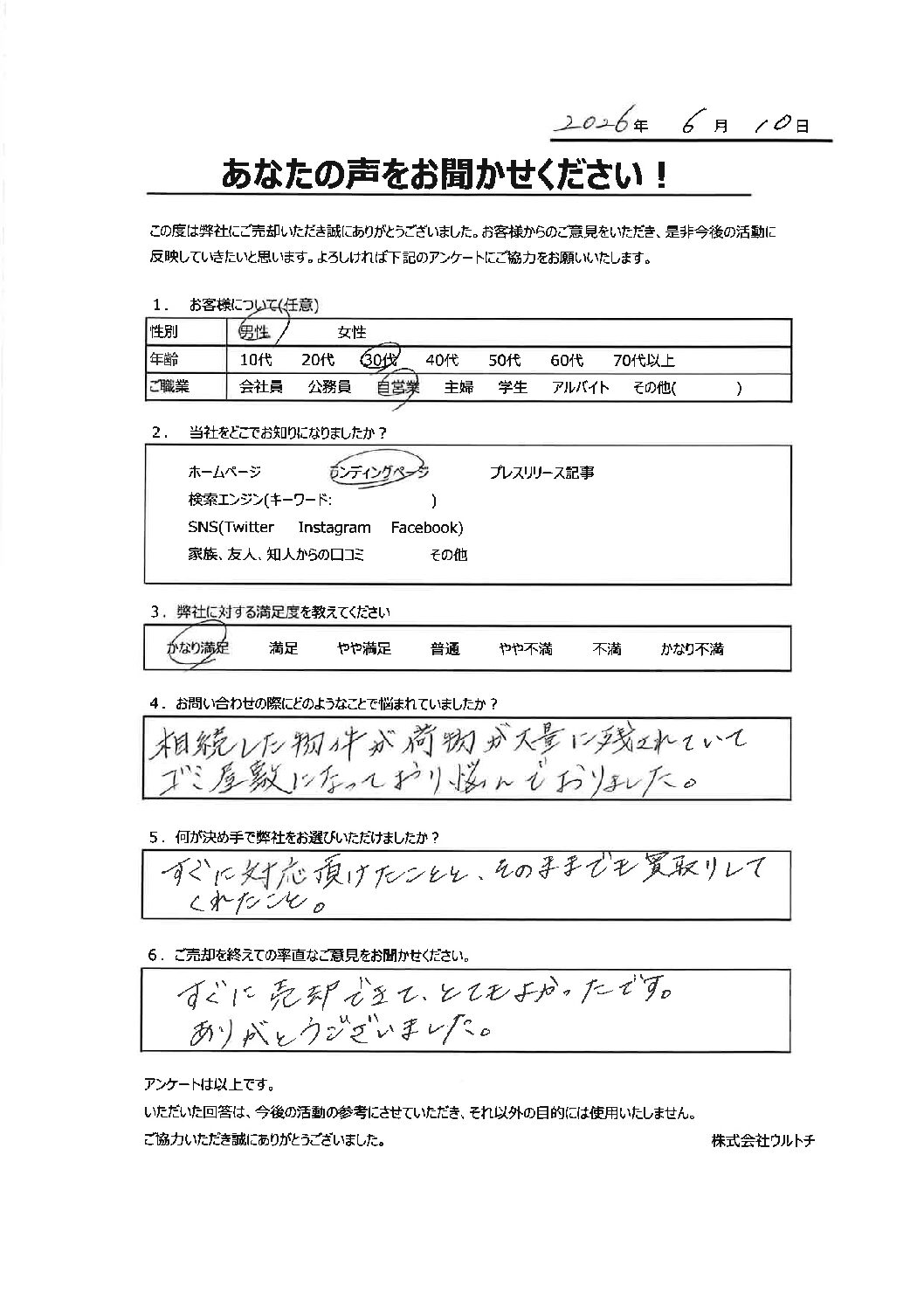 【神奈川県南足柄市ゴミ屋敷空き家】「売却できてよかったです。」ゴミ屋敷空き家に関するお客様の声